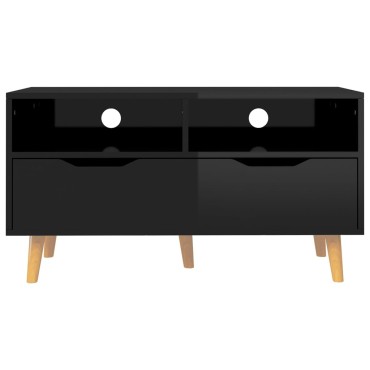 vidaXL Έπιπλο Τηλεόρασης Γυαλ. Μαύρο 90x40x48,5cm Επεξεργασμένο Ξύλο