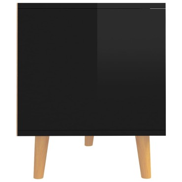 vidaXL Έπιπλο Τηλεόρασης Γυαλ. Μαύρο 90x40x48,5cm Επεξεργασμένο Ξύλο