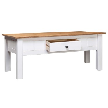 vidaXL Τραπεζάκι Σαλονιού Λευκό 100x60x45cm Μασίφ Πεύκο Σειρά Panama 1 τεμ.