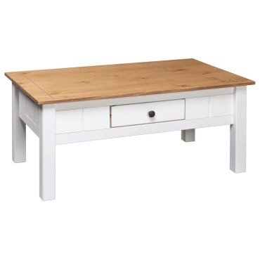 vidaXL Τραπεζάκι Σαλονιού Λευκό 100x60x45cm Μασίφ Πεύκο Σειρά Panama 1 τεμ.