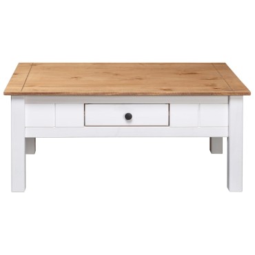vidaXL Τραπεζάκι Σαλονιού Λευκό 100x60x45cm Μασίφ Πεύκο Σειρά Panama 1 τεμ.