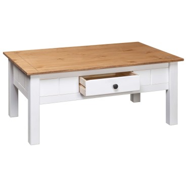 vidaXL Τραπεζάκι Σαλονιού Λευκό 100x60x45cm Μασίφ Πεύκο Σειρά Panama 1 τεμ.