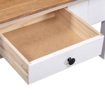vidaXL Τραπεζάκι Σαλονιού Λευκό 100x60x45cm Μασίφ Πεύκο Σειρά Panama 1 τεμ.