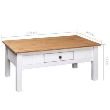 vidaXL Τραπεζάκι Σαλονιού Λευκό 100x60x45cm Μασίφ Πεύκο Σειρά Panama 1 τεμ.
