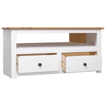 vidaXL Έπιπλο TV Λευκό 93x49x49cm Μασίφ Ξύλο Πεύκου Σειρά Panama