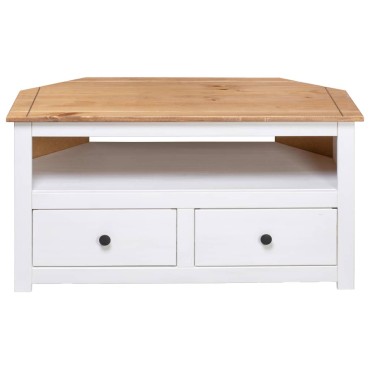vidaXL Έπιπλο TV Λευκό 93x49x49cm Μασίφ Ξύλο Πεύκου Σειρά Panama