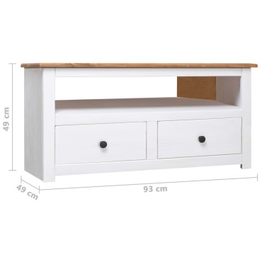 vidaXL Έπιπλο TV Λευκό 93x49x49cm Μασίφ Ξύλο Πεύκου Σειρά Panama