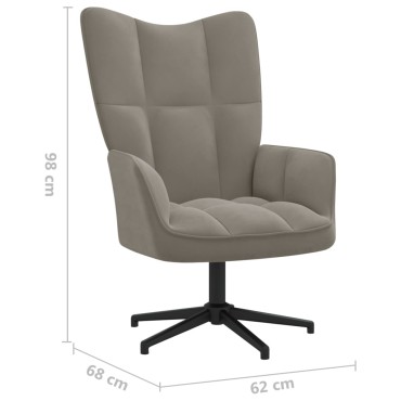 vidaXL Πολυθρόνα Relax Ανοιχτό Γκρι Βελούδινη 62x68x98cm 1 τεμ.