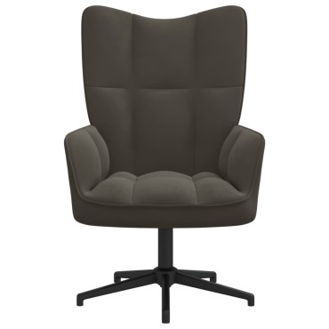 vidaXL Πολυθρόνα Relax Σκούρο Γκρι Βελούδινη 62x68x98cm 1 τεμ.