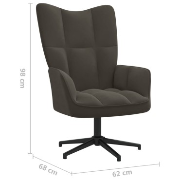 vidaXL Πολυθρόνα Relax Σκούρο Γκρι Βελούδινη 62x68x98cm 1 τεμ.