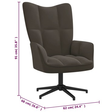 vidaXL Πολυθρόνα Relax Σκούρο Γκρι Βελούδινη 62x68x98cm 1 τεμ.
