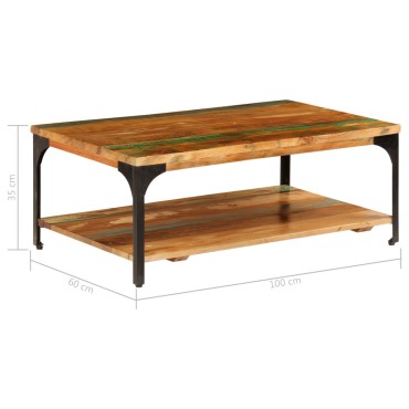 vidaXL Τραπεζάκι Σαλονιού με Ράφι 100x60x35cm Ανακυκλωμένο Ξύλο 1 τεμ.