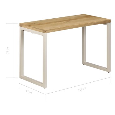 vidaXL Τραπεζαρία 115x55x76cm από Μασίφ Ξύλο Μάνγκο και Ατσάλι 1 τεμ.