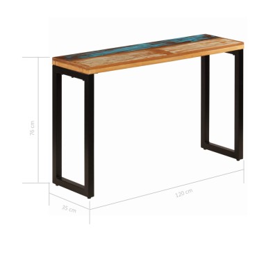 vidaXL Τραπέζι Κονσόλα 120x35x76cm Μασίφ Ανακυκλωμένο Ξύλο/Ατσάλι 1 τεμ.