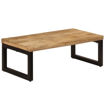 vidaXL Τραπεζάκι Σαλονιού 100x50x35cm από Μασίφ Ξύλο Μάνγκο / Ατσάλι 1 τεμ.