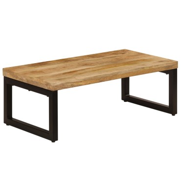 vidaXL Τραπεζάκι Σαλονιού 100x50x35cm από Μασίφ Ξύλο Μάνγκο / Ατσάλι 1 τεμ.