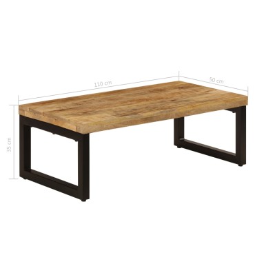 vidaXL Τραπεζάκι Σαλονιού 100x50x35cm από Μασίφ Ξύλο Μάνγκο / Ατσάλι 1 τεμ.