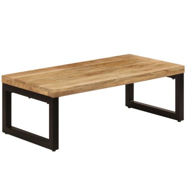 vidaXL Τραπεζάκι Σαλονιού 100x50x35cm από Μασίφ Ξύλο Μάνγκο / Ατσάλι 1 τεμ.