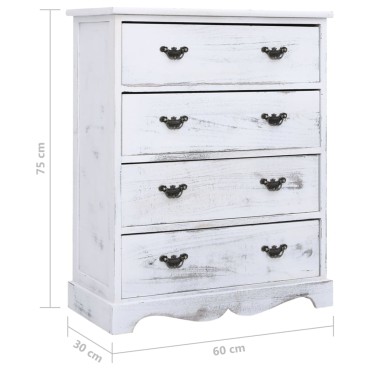 vidaXL Συρταριέρα Λευκή 60x30x75cm από Ξύλο 1 τεμ.