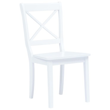 vidaXL Καρέκλες Τραπεζαρίας 4 τεμ. Λευκές Μασίφ Ξύλο Καουτσουκόδεντρου 45,5x52x90cm