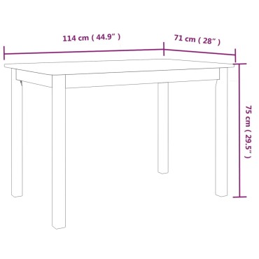 vidaXL Τραπεζαρία Λευκή 114x71x75cm από Μασίφ Ξύλο Καουτσουκόδεντρου 1 τεμ.