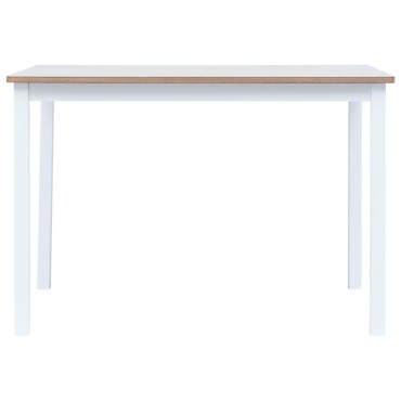 vidaXL Τραπεζαρία Λευκή/Καφέ 114x71x75cm Μασίφ Ξύλο Καουτσουκόδεντρου 1 τεμ.