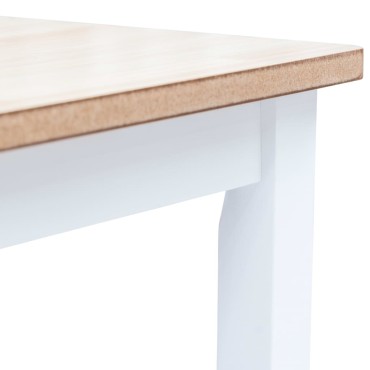 vidaXL Τραπεζαρία Λευκή/Καφέ 114x71x75cm Μασίφ Ξύλο Καουτσουκόδεντρου 1 τεμ.
