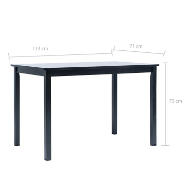 vidaXL Τραπεζαρία Μαύρη 114x71x75cm από Μασίφ Ξύλο Καουτσουκόδεντρου 1 τεμ.