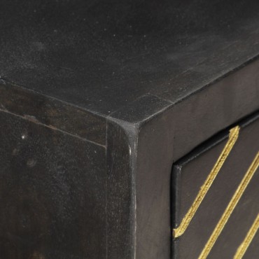 vidaXL Τραπέζι Κονσόλα Μαύρο / Χρυσό 90x30x75cm Μασίφ Ξύλο Μάνγκο 1 τεμ.