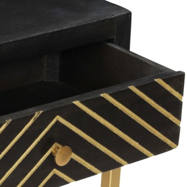 vidaXL Τραπέζι Κονσόλα Μαύρο / Χρυσό 90x30x75cm Μασίφ Ξύλο Μάνγκο 1 τεμ.