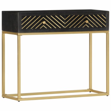 vidaXL Τραπέζι Κονσόλα Μαύρο / Χρυσό 90x30x75cm Μασίφ Ξύλο Μάνγκο 1 τεμ.