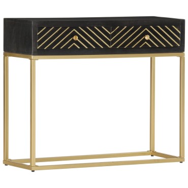 vidaXL Τραπέζι Κονσόλα Μαύρο / Χρυσό 90x30x75cm Μασίφ Ξύλο Μάνγκο 1 τεμ.