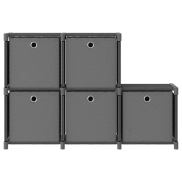 vidaXL Ραφιέρα με 5 Κύβους & Κουτιά Γκρι 103x30x72,5cm Υφασμάτινη 1 τεμ.