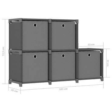 vidaXL Ραφιέρα με 5 Κύβους & Κουτιά Γκρι 103x30x72,5cm Υφασμάτινη 1 τεμ.