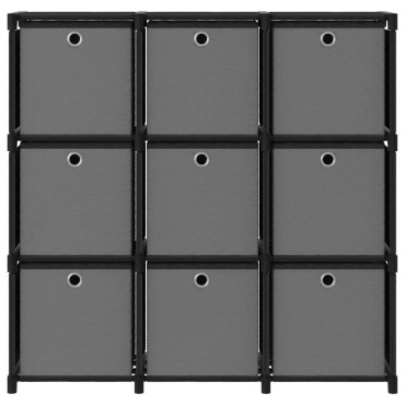 vidaXL Ραφιέρα με 9 Κύβους & Κουτιά Μαύρη 103x30x107,5cm Υφασμάτινη 1 τεμ.