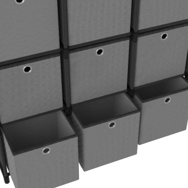 vidaXL Ραφιέρα με 9 Κύβους & Κουτιά Μαύρη 103x30x107,5cm Υφασμάτινη 1 τεμ.