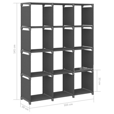 vidaXL Ραφιέρα με 12 Κύβους Γκρι 103x30x141cm Υφασμάτινη 1 τεμ.
