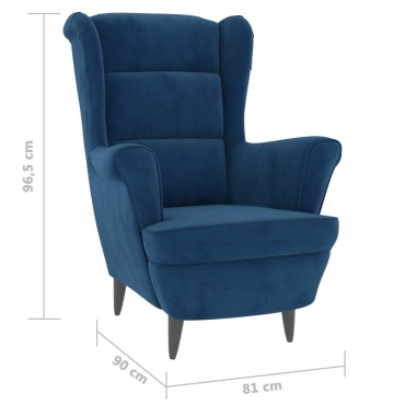 vidaXL Πολυθρόνα Μπλε Βελούδινη 74x84x100cm 1 τεμ.