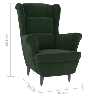 vidaXL Πολυθρόνα Σκούρο Πράσινο Βελούδινη 74x84x100cm 1 τεμ.