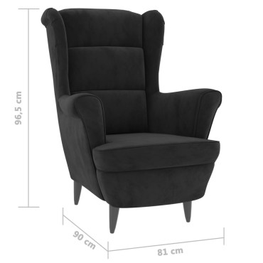 vidaXL Πολυθρόνα Μαύρη Βελούδινη 74x84x100cm 1 τεμ.