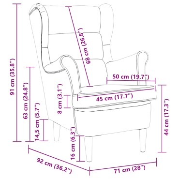 vidaXL Πολυθρόνα Μαύρη Βελούδινη 71x92x91cm 1 τεμ.