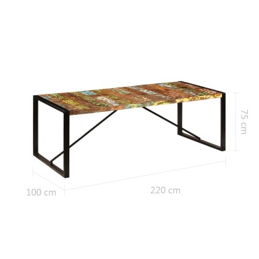 vidaXL Τραπεζαρία 220x100x75cm από Μασίφ Ανακυκλωμένο Ξύλο 1 τεμ.