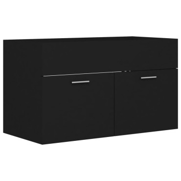 vidaXL Ντουλάπι Νιπτήρα Μαύρο 80x38,5x46cm από Επεξ. Ξύλο 1 τεμ.