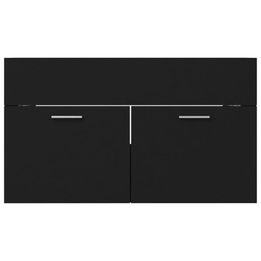 vidaXL Ντουλάπι Νιπτήρα Μαύρο 80x38,5x46cm από Επεξ. Ξύλο 1 τεμ.