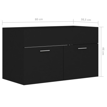 vidaXL Ντουλάπι Νιπτήρα Μαύρο 80x38,5x46cm από Επεξ. Ξύλο 1 τεμ.