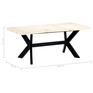 vidaXL Τραπεζαρία Λευκή 180x90x75cm από Μασίφ Ξύλο Μάνγκο 1 τεμ.