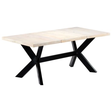 vidaXL Τραπεζαρία Λευκή 180x90x75cm από Μασίφ Ξύλο Μάνγκο 1 τεμ.