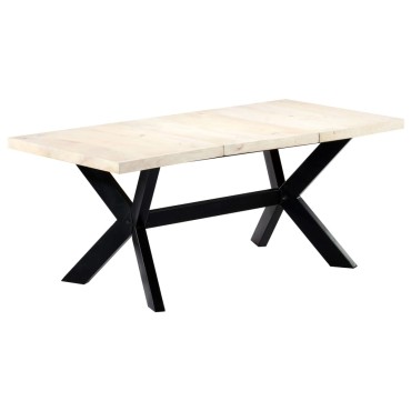vidaXL Τραπεζαρία Λευκή 180x90x75cm από Μασίφ Ξύλο Μάνγκο 1 τεμ.