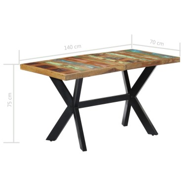 vidaXL Τραπεζαρία 140x70x75cm από Μασίφ Ανακυκλωμένο Ξύλο 1 τεμ.