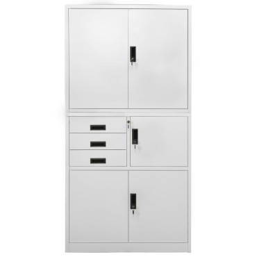 vidaXL Ντουλάπα Γραφείου Ανοιχτό Γκρι 90x40x180cm Ατσάλινη 1 τεμ.